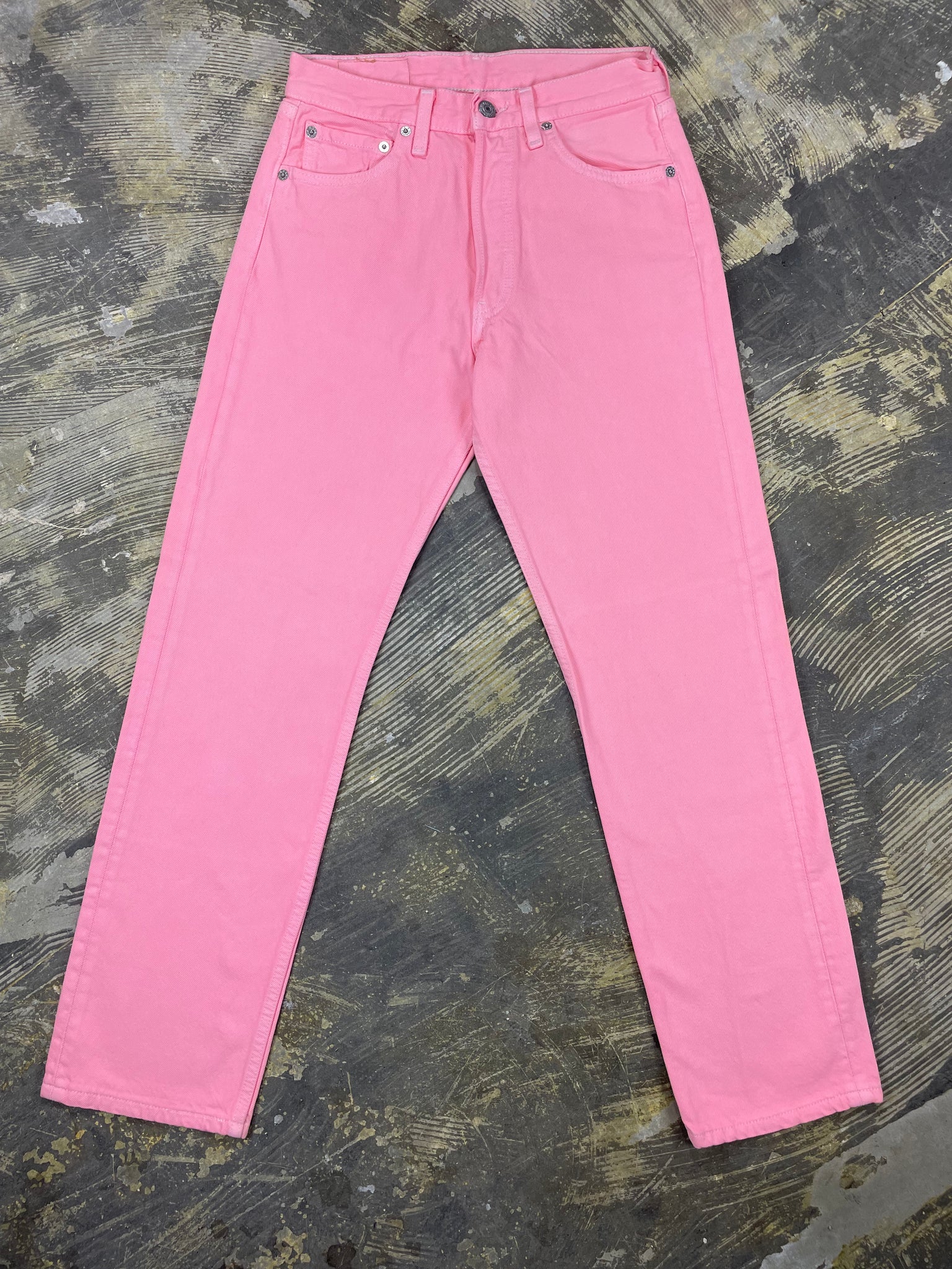 Vintage Pepto Bismol Pink Levi 501 Custom Dyed Denim JYJ 0168 JUNKYARD JEANS LLC
