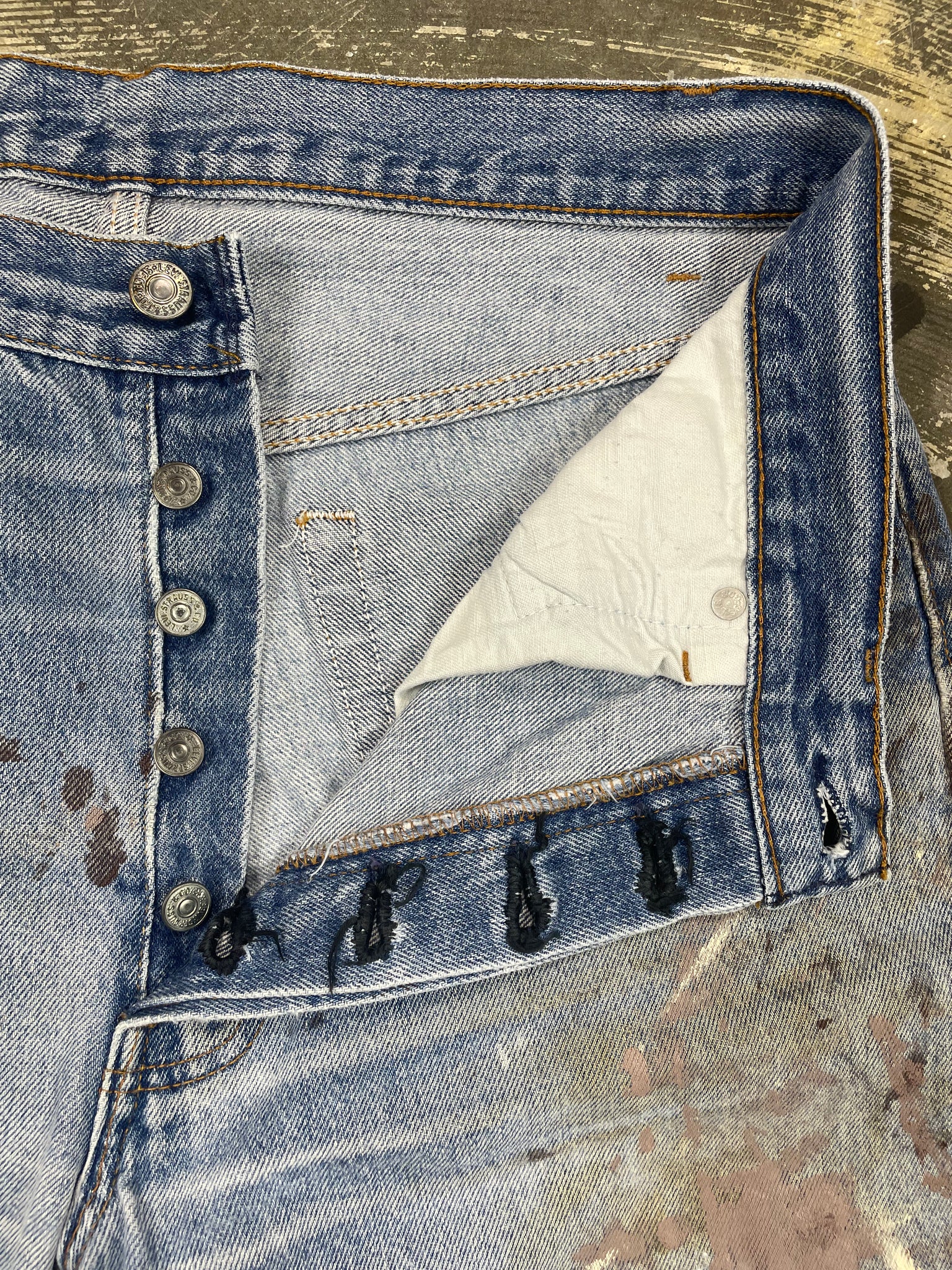 Vintage Levi USA 501 Premium Wash & Paint  Denim Jeans (JYJ-0189)