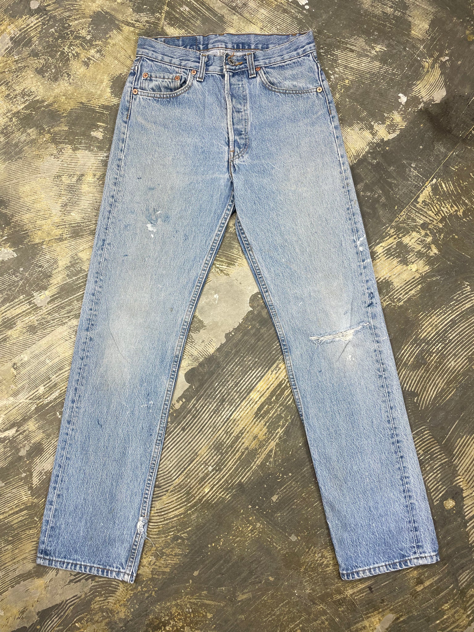 Vintage Levi USA 501 Premium Wash & Paint Denim Jeans (JYJ-0182