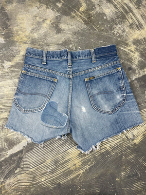 Custom Patched 1970 s Vintage Lee Riders Superwash Cutoff Denim