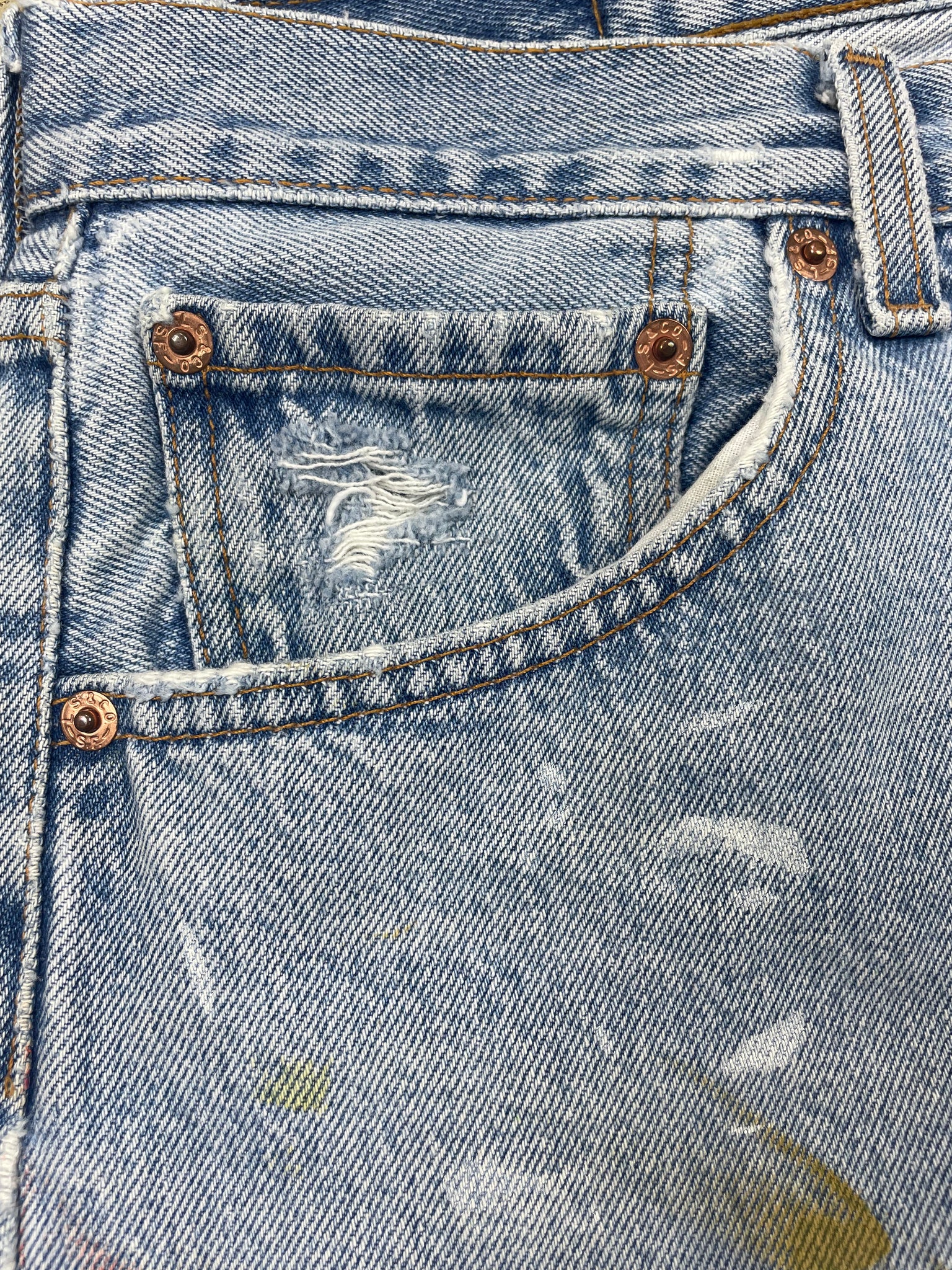 Vintage Levi 501 Premium Wash & Paint Denim Jeans (JYJ-0187