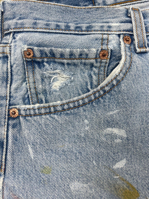 Vintage Levi 501 Premium Wash & Paint Denim Jeans (JYJ-0187)