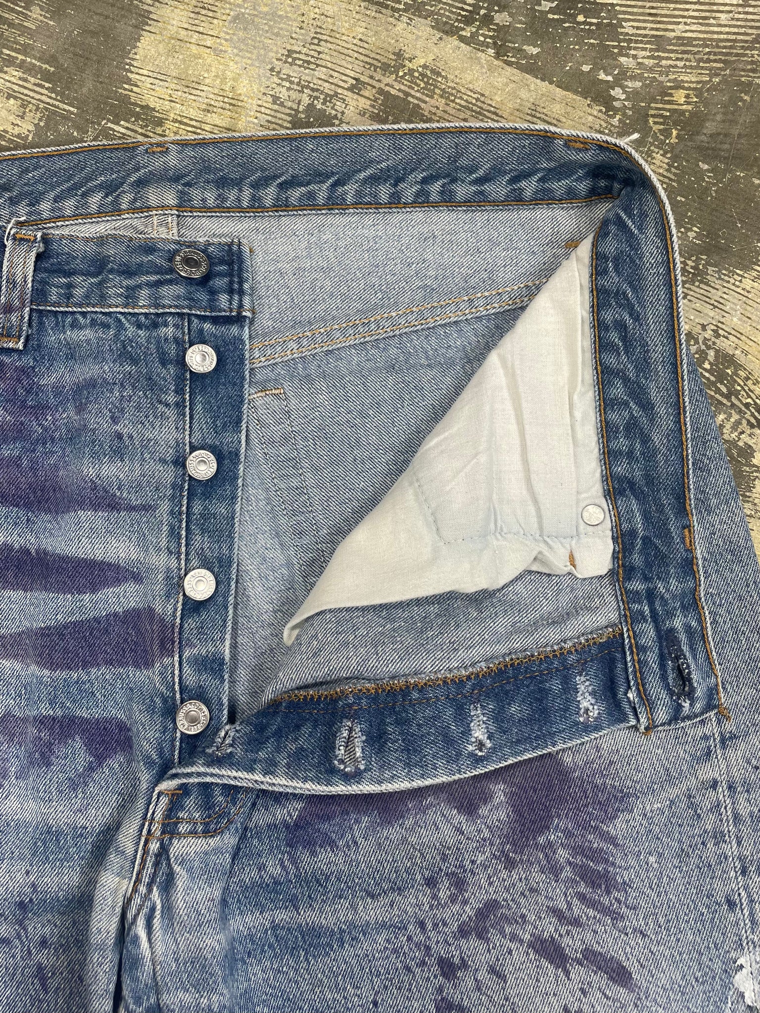 Vintage Levi 501 USA Premium Wash & Paint Denim Jeans (JYJ-0326)