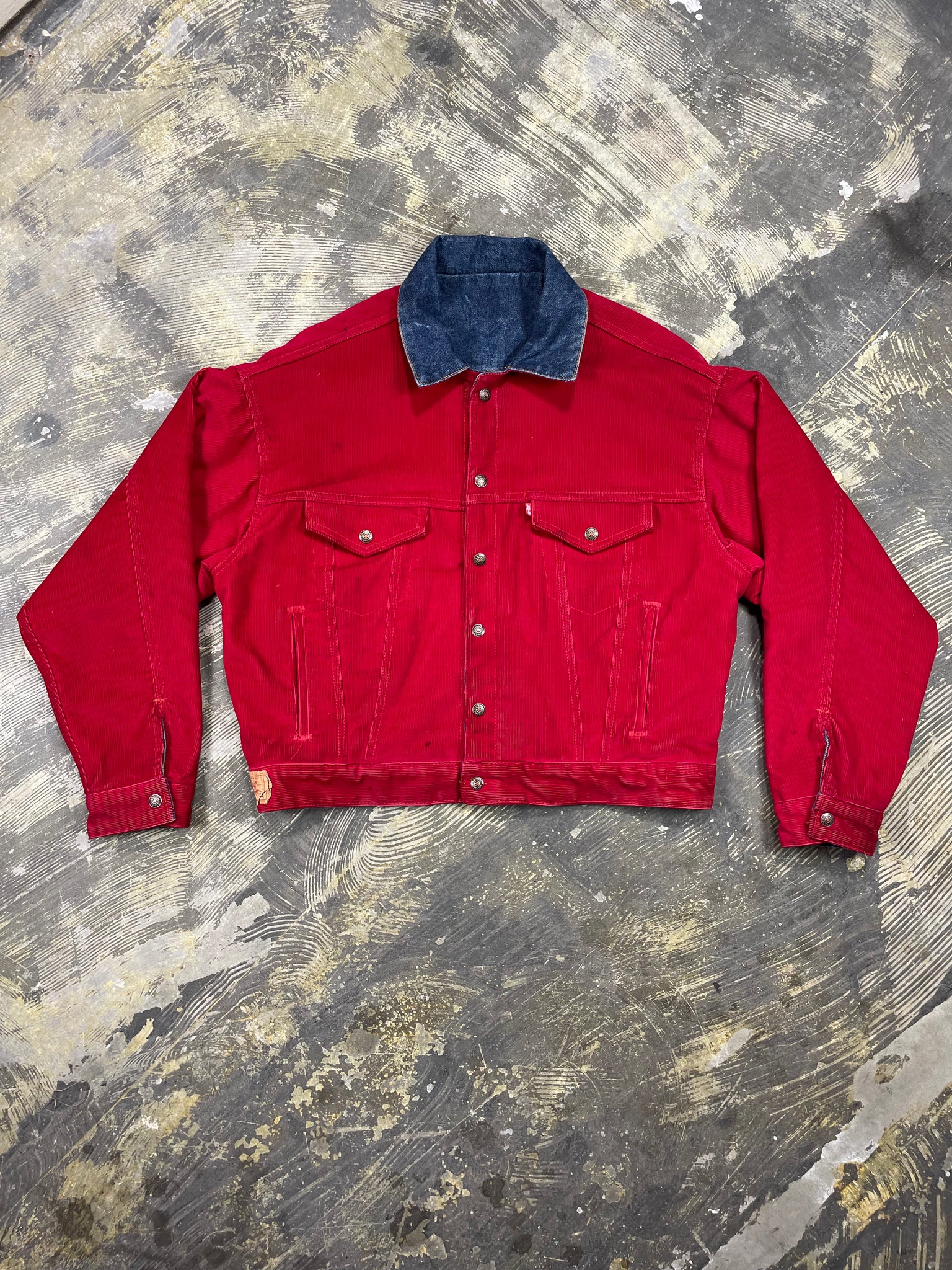 Vintage 1980 s Levi Reversible Denim Corduroy Trucker Jacket JYJ 14 JUNKYARD JEANS LLC